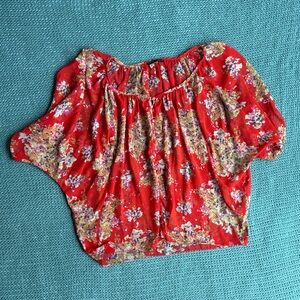 Elegant Floral Red Blouse